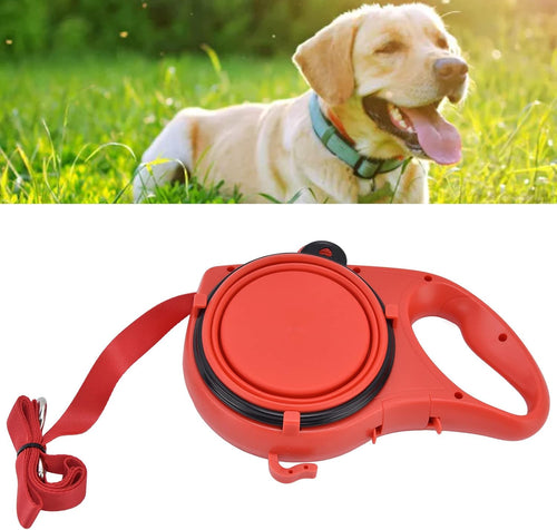 Multi-Functional Pet Leash with Collapsible Feeding Bowl