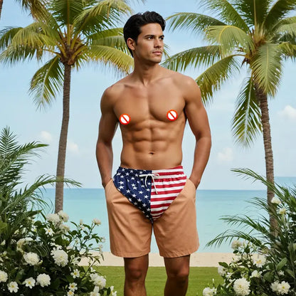 American Flag Unisex Swim Beach Shorts
